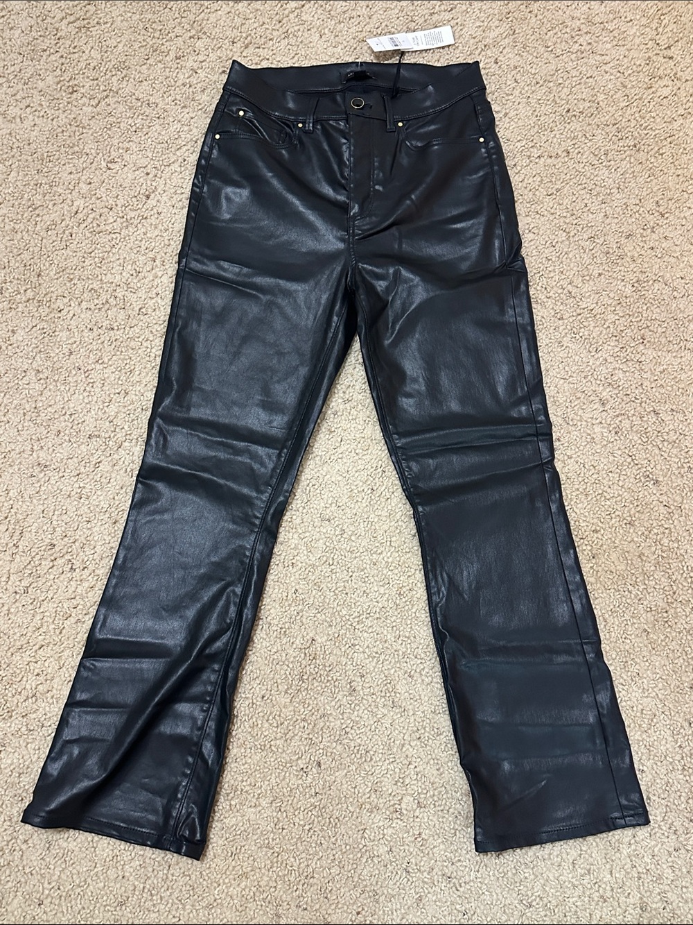 NWT Ann Taylor The Boot Crop Leather Like/ Coated Pants